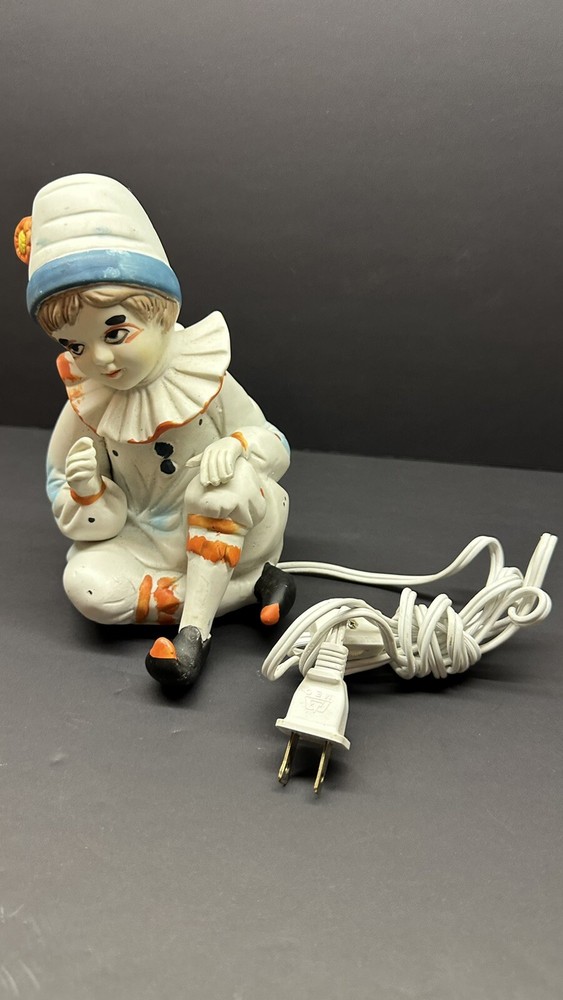 Ceramic Clown Bedside Night Light 7.5"