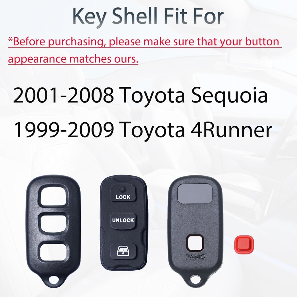 Key Fob Shell Case Replacement Fits for 4Runner Sequoia 1999 2000 2001 2002 2003