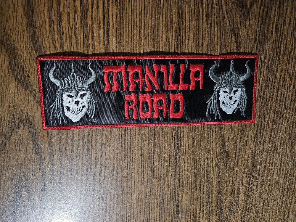 MANILA ROAD, ,SEW ON RED BORDER  EMBROIDERED STRIP PATCH