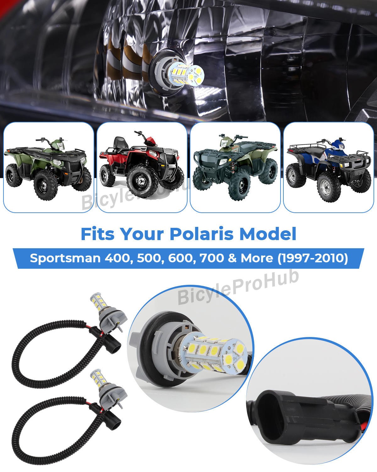 1pair (2PCS) 500 Lumen LED For Polaris Headlight Light Bulbs 81169 61189 4030059