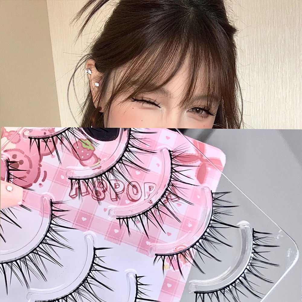 Natural Dense Eyelashes For Makeup 12mm Black False Eyelashes Set