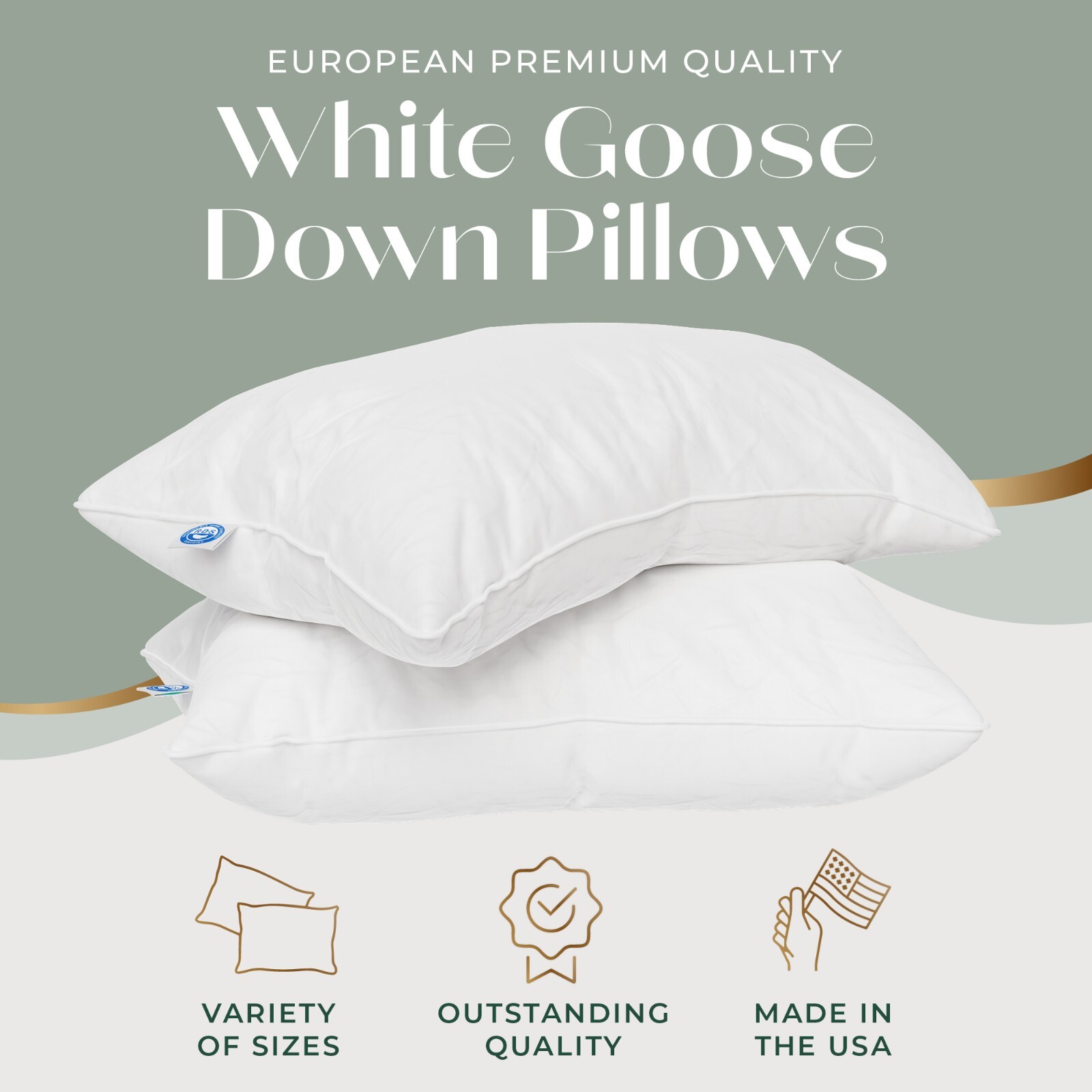 European 800 fill Power 100% White Goose Down Pillows Luxury Hotel Pillows