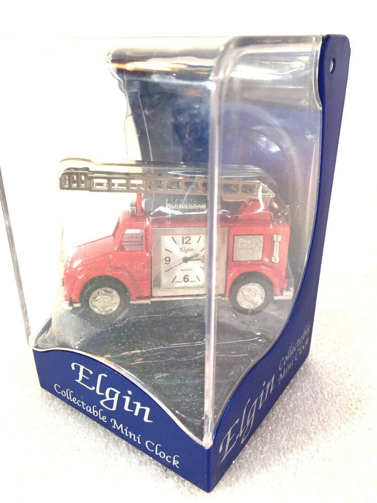 ELGIN Collectible Fire Engine Mini Clock Factory Sealed