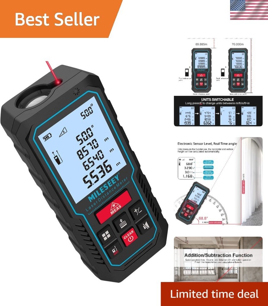 Portable 229ft Laser Distance Measure, Waterproof & Multi-Function Capabilities