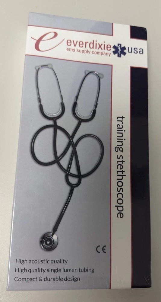 Everdixie Medical Stethoscope Dual Head Teaching Training Black