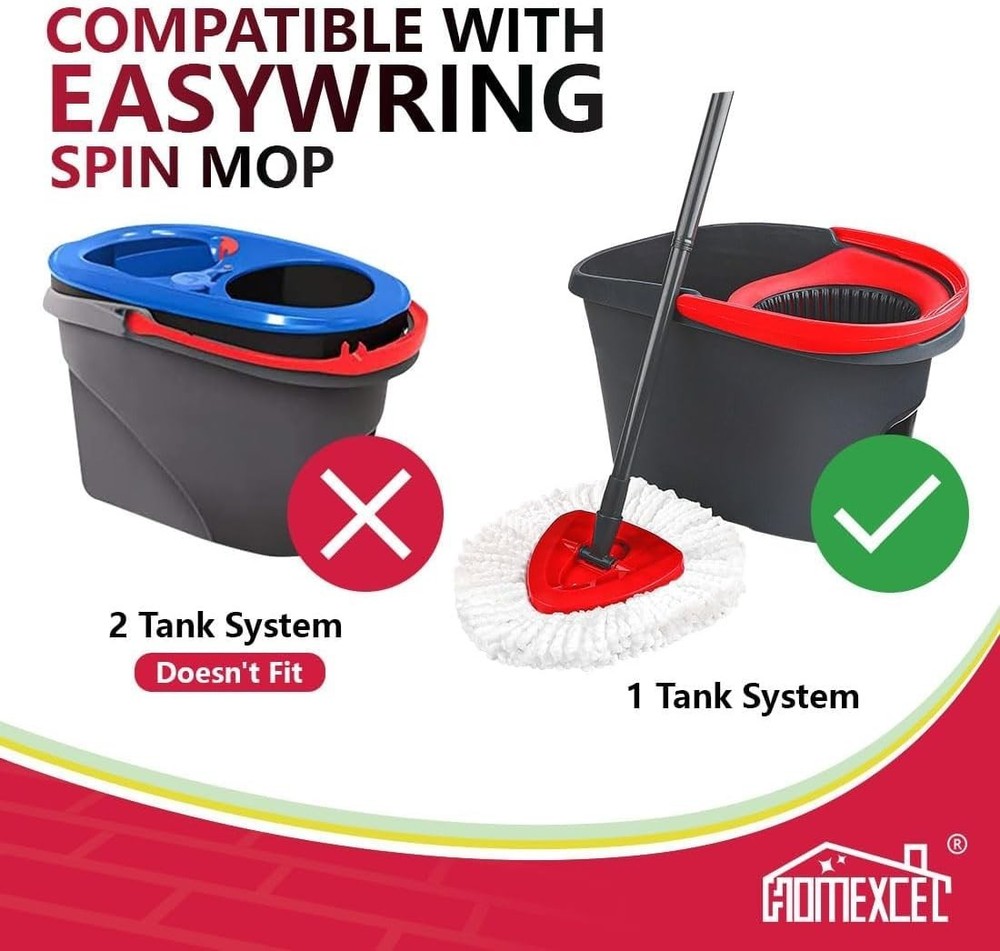 3x Replacement Microfiber Mop Head Easy Clean Wring Refill For O-Cedar Spin Mop