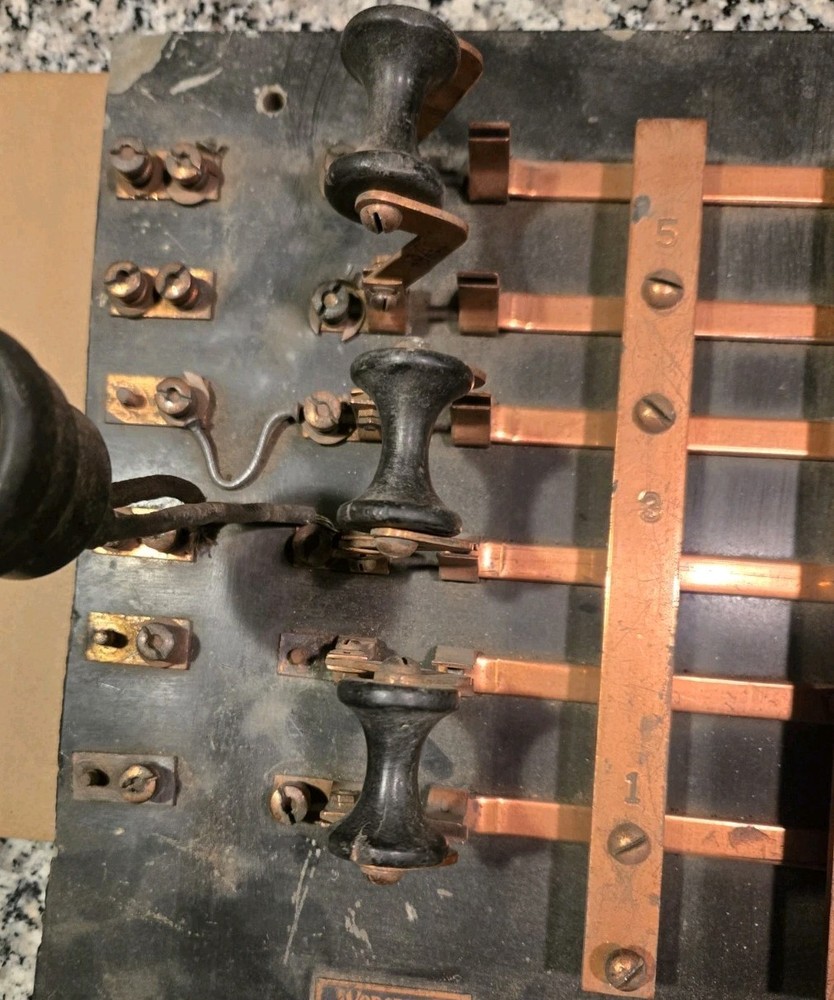 Rare 19th/20th Cent. Worcester Elec. Copper Slate KNIFE Switch Panel Rare