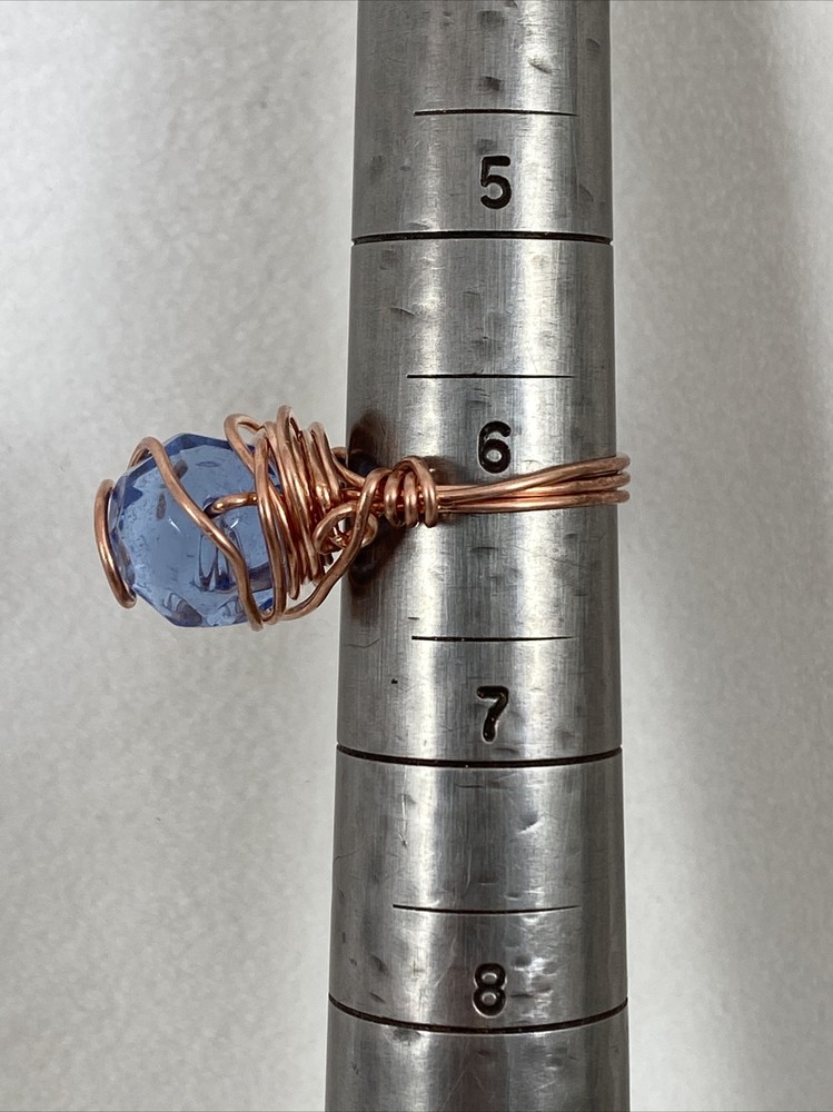 Handmade ~ Copper Wire Wrap ~ Glass Bead Ring ~ Size 6 #111