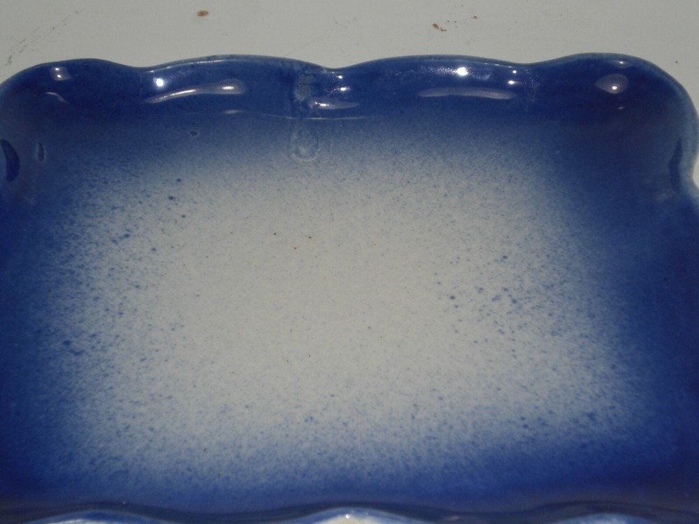 Vintage Flo blue covered Ceramic Cheese Dish Excellent