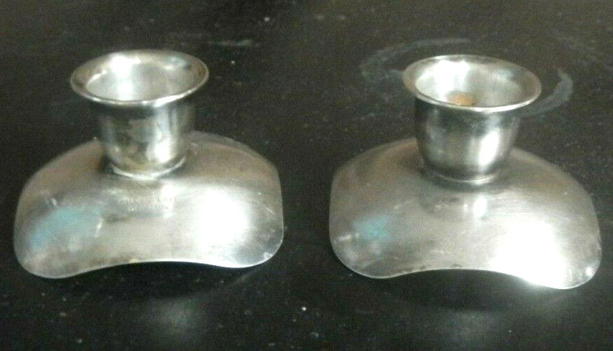 Silverplate TAPER CANDLE HOLDERS Marked Denmark  Set of 2 identical