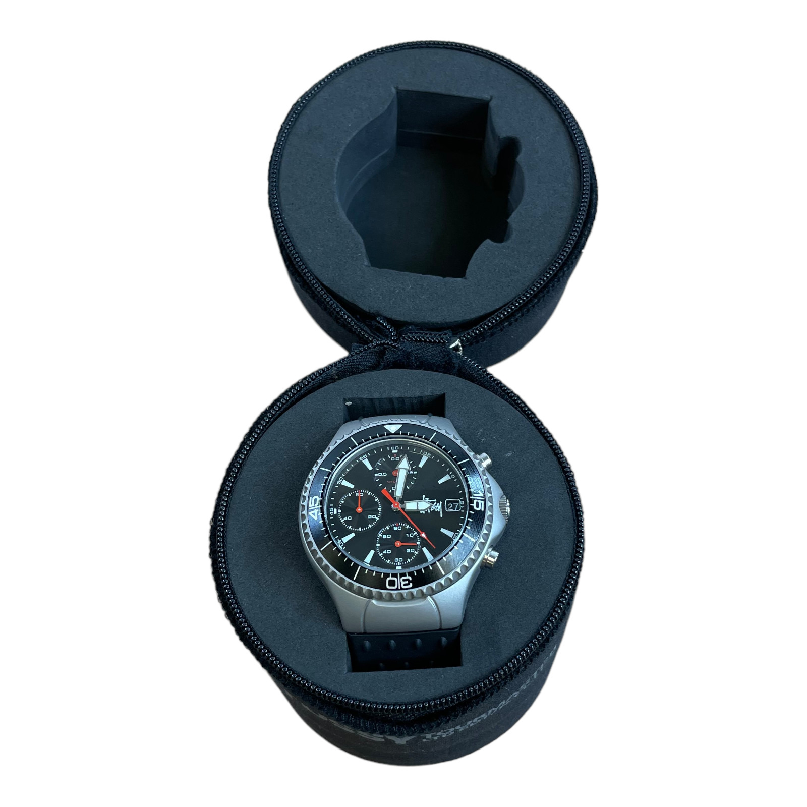 STUSSY TOURMASTER Silver Wrist Watch Rubber Black Band