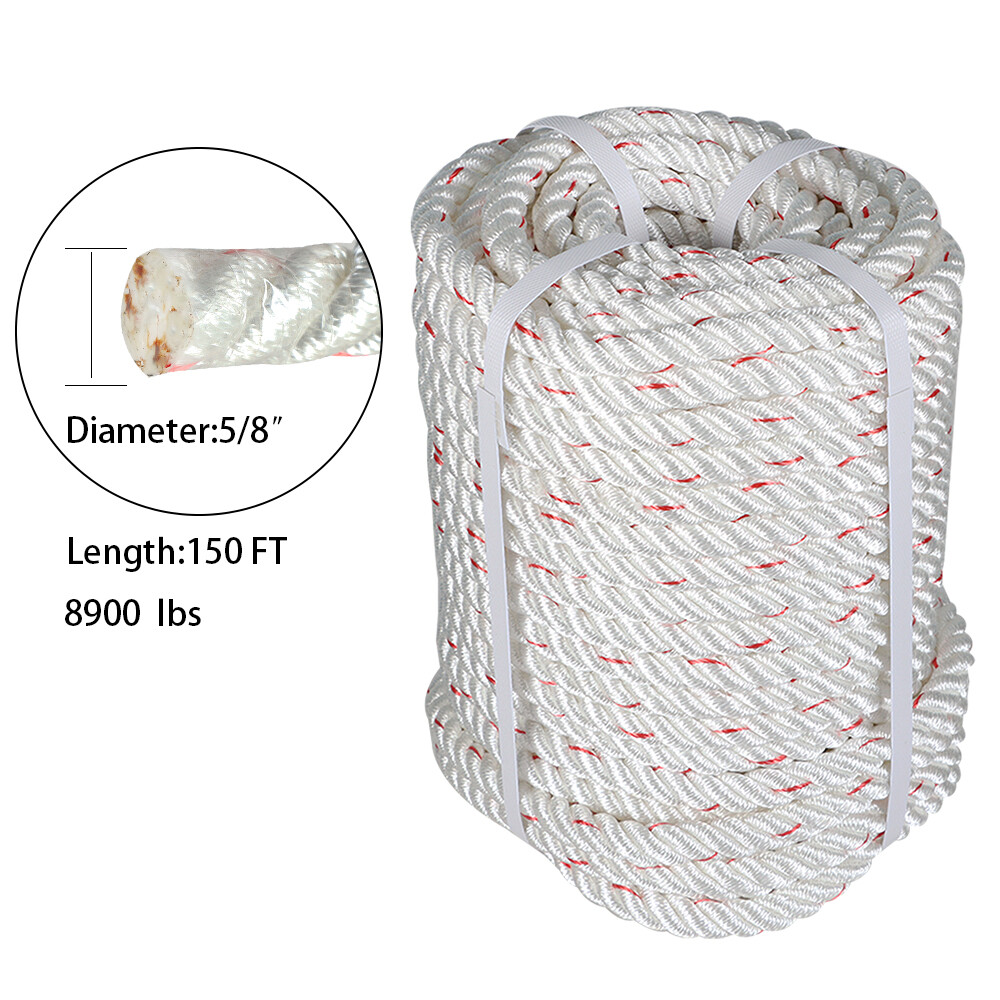 5/8"×150' Double Braid Polyester Arborist Bull Rope Pulling Rigging Line 8900Lbs