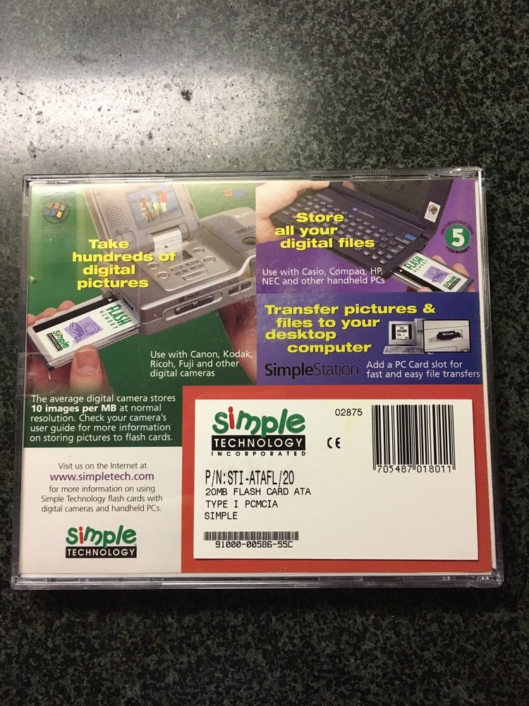 Simple Technology PCMCIA Flash Storage 20MB, Sealed