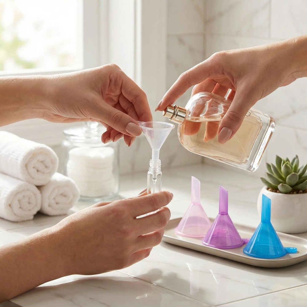 Mini Funnels 8Pack with Spoon | Small Funnel Set for Filling Tiny Bottles, Es...