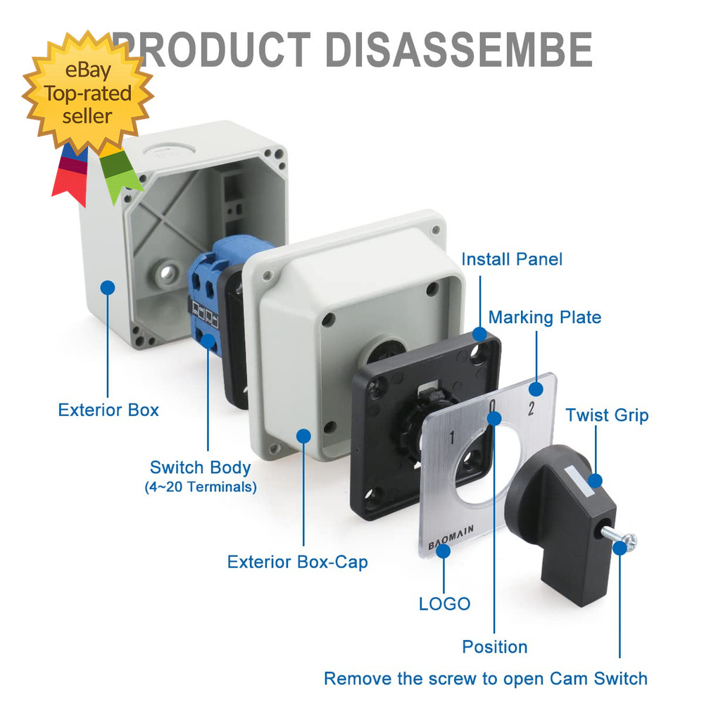 Universal Rotary Changeover Switch SZW26-20/D202.2D-W with Wider Master Switch E