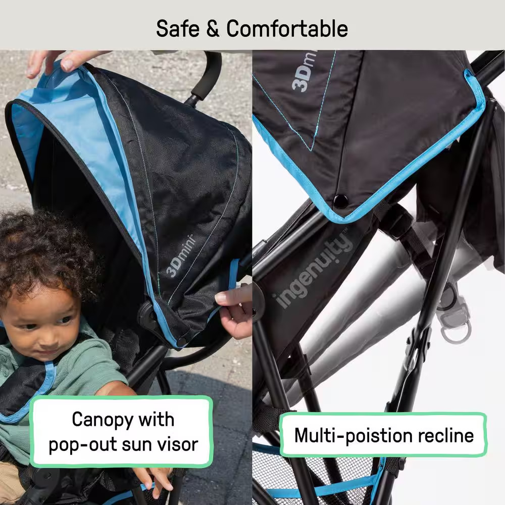 3D Mini Stroller in Dusty Blue