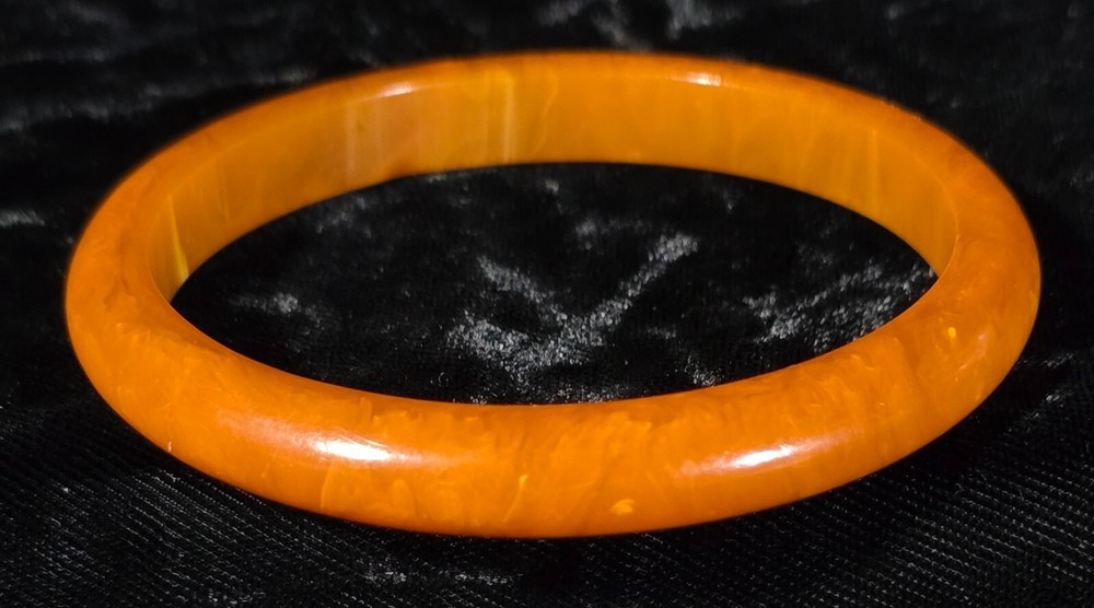 Antique 1930s Bakelite Marbled Orange Bangle Bracelet