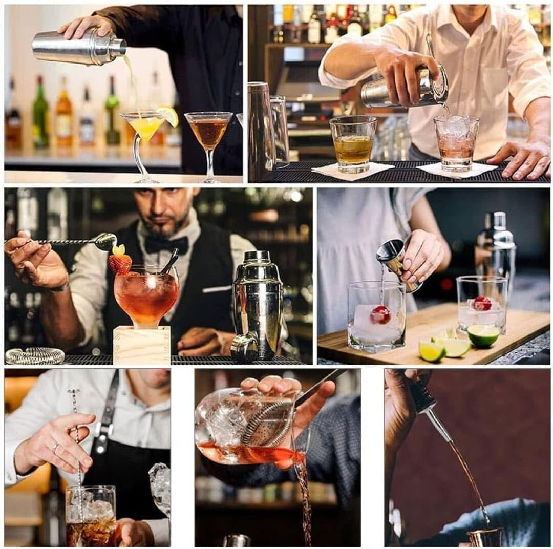 26 PC Bartender Kit Complete Cocktail Shaker Tool Set Stainless Steel with Stand