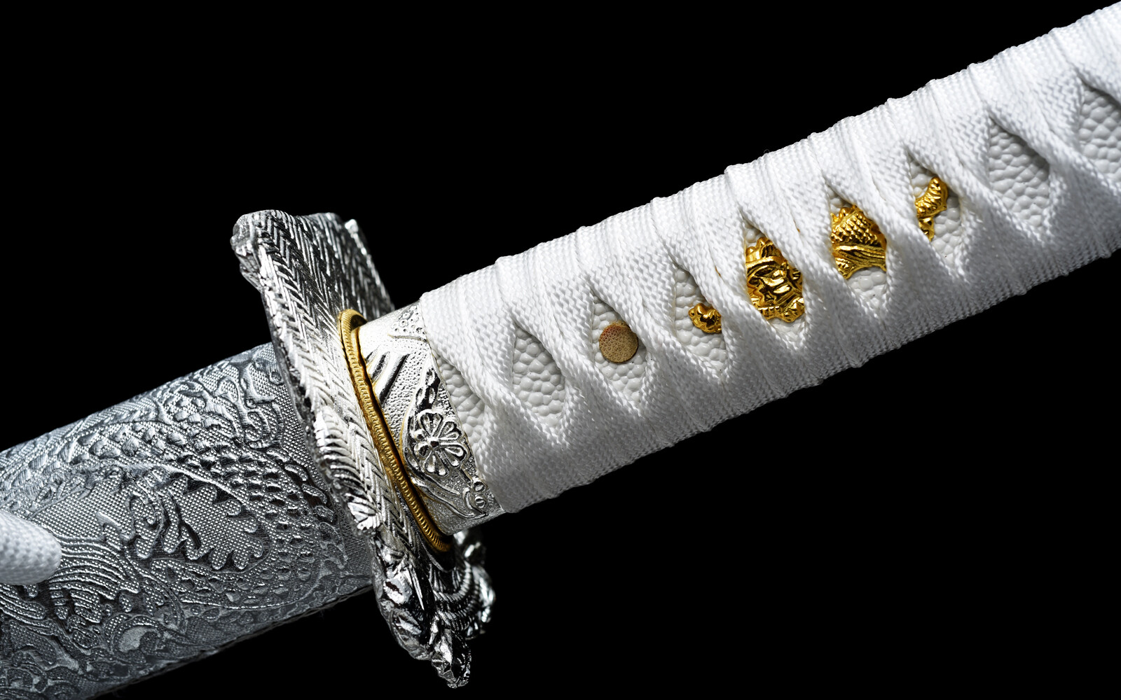 Blue White Full Tang Japanese Sword 1095Carbon Steel Battle Ready Samurai Katana