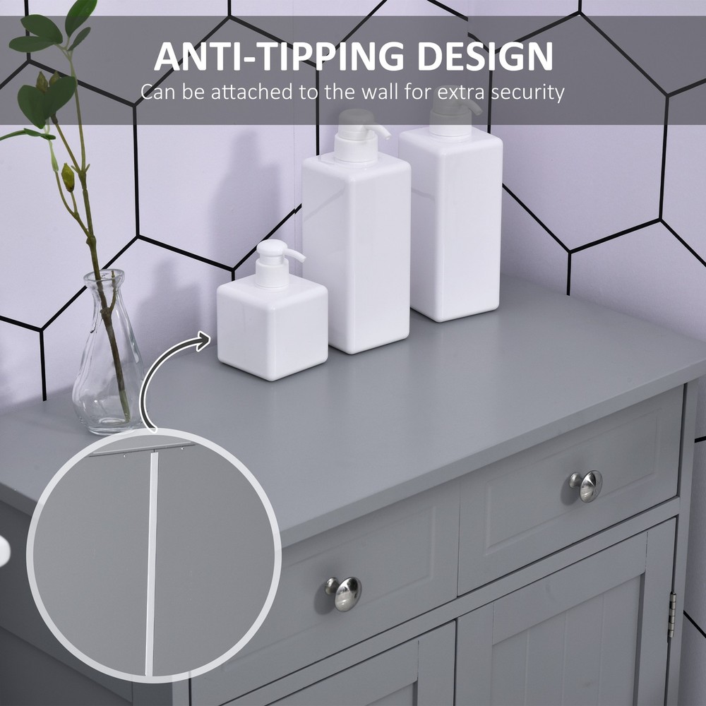 Bathroom Floor Cabinet Storage Organizer Kitchen Cupboard with Adjustable Shelf