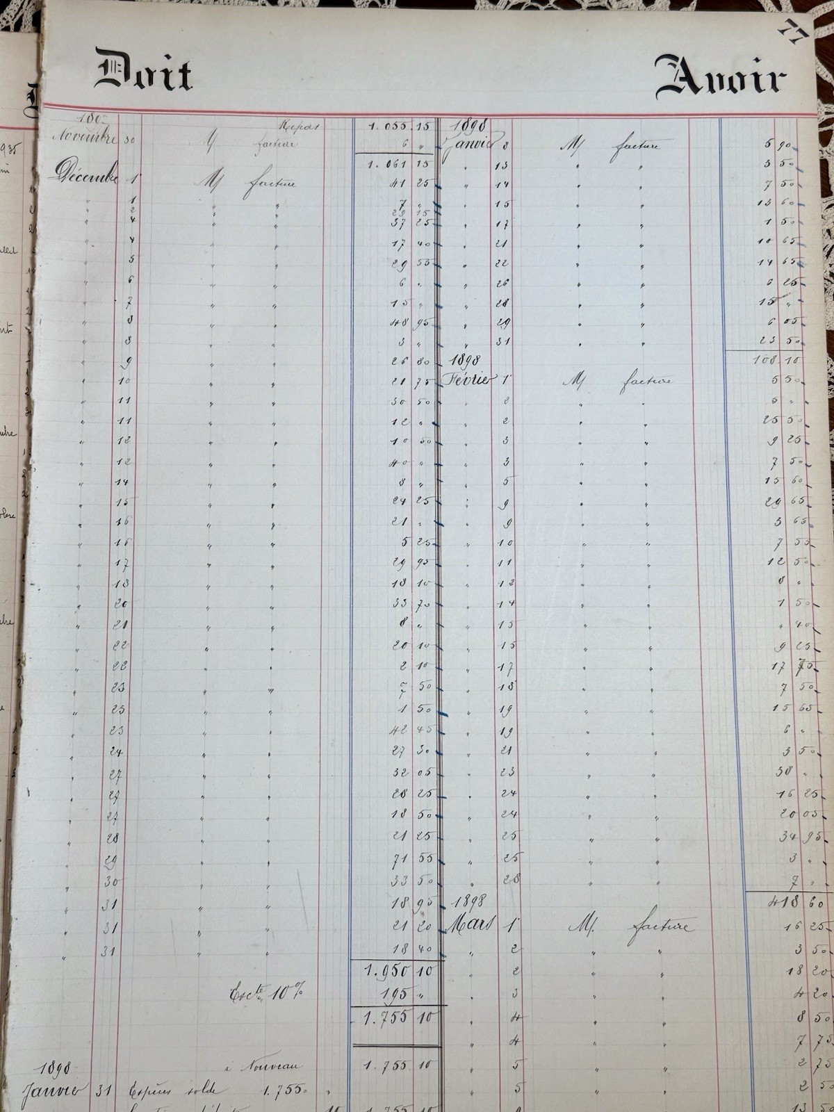 French Ledger Variety Pack - 6 Large Ledger Pages with Beautiful Handwriting