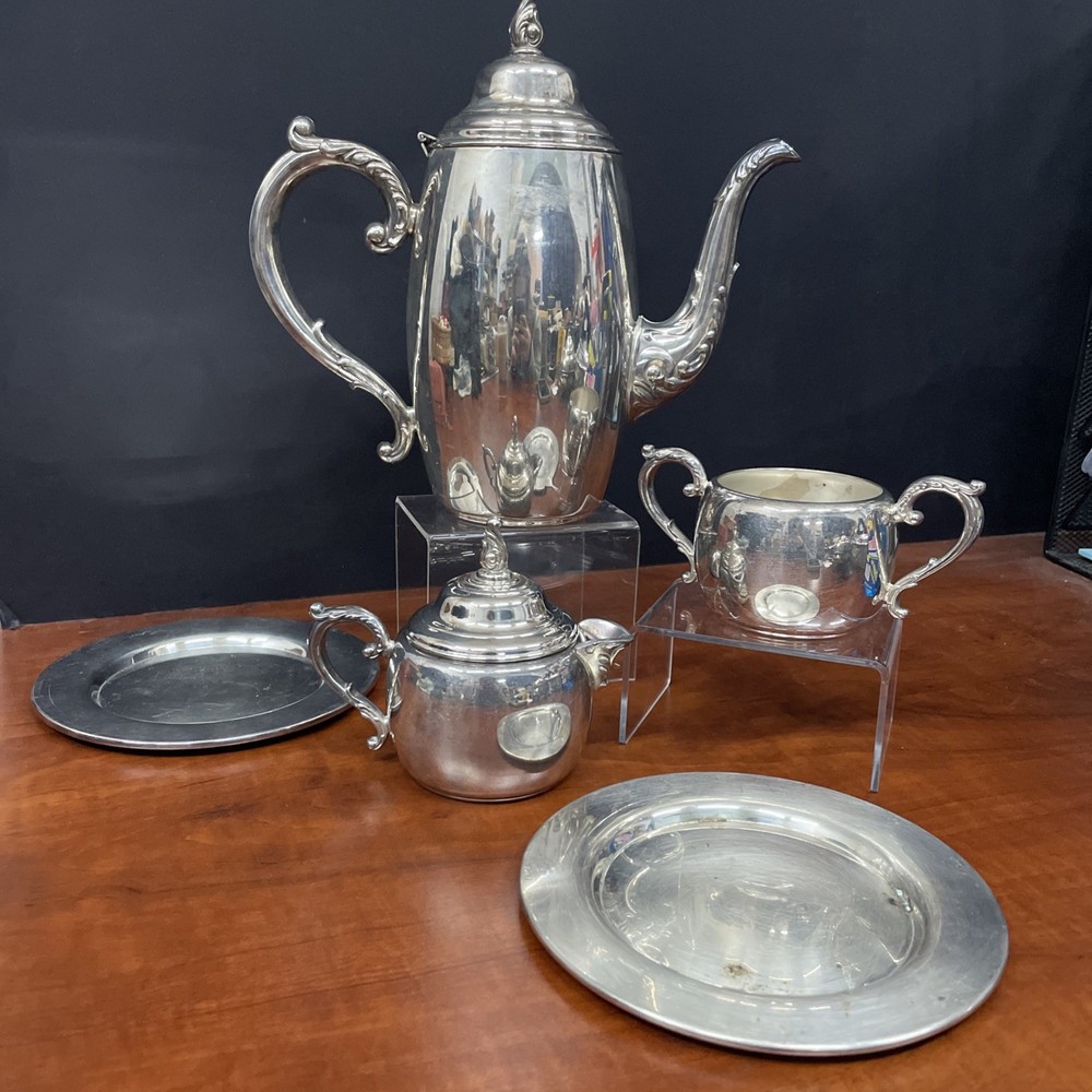 Vtg 5pc Wm A Rogers Silverplate Tea Pot Set