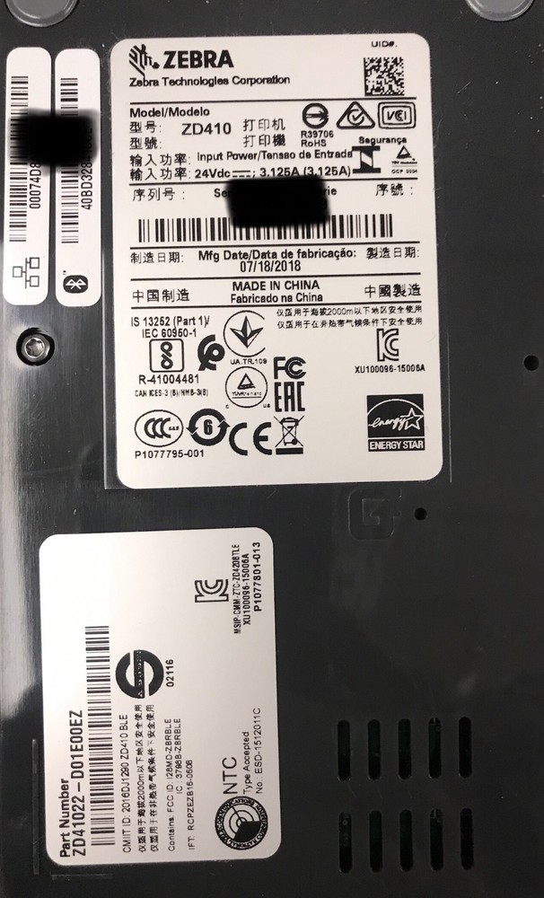 Zebra ZD410 Direct Thermal Barcode Label Receipt Printer USB Bluetooth