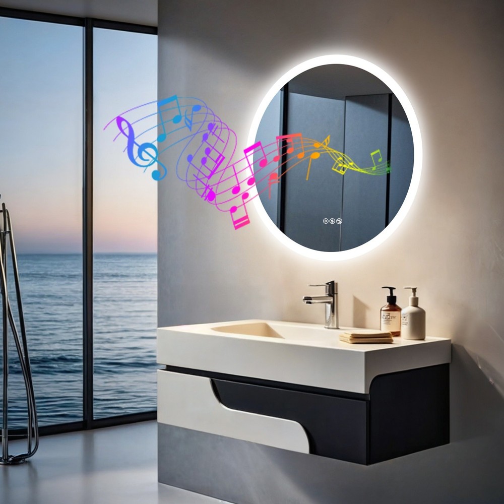 32” LED Bathroom Mirror Built-in Bluetooth Speaker Backlight Wall Vanity Mirror