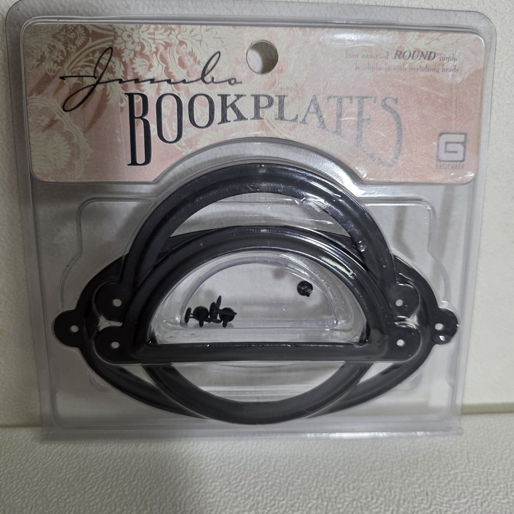 BASICGREY Jumbo Book Plates 3 Only Round Oval and 1/2 Round Journaling Projects