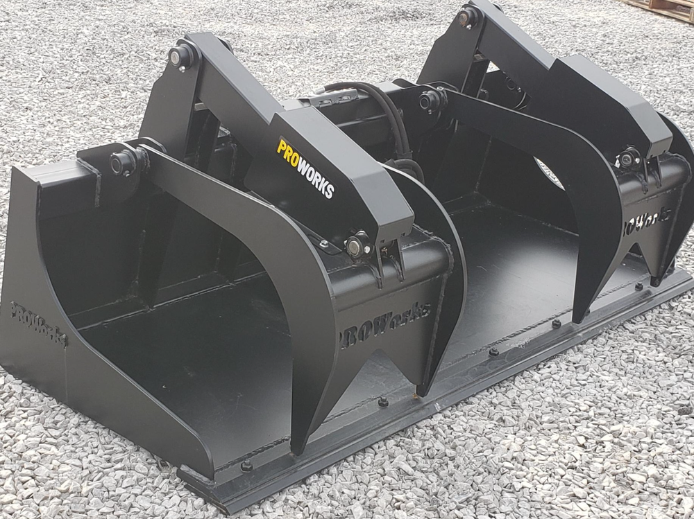 80″ Severe Duty Solid Bottom Bucket Grapple with Bolt on Edge Fits Skid Steer QA