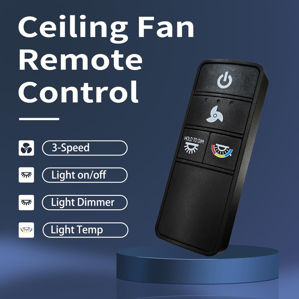 TX028C-S Ceiling Fan Remote Control for Hampton Bay - 3 Speed, Light Black