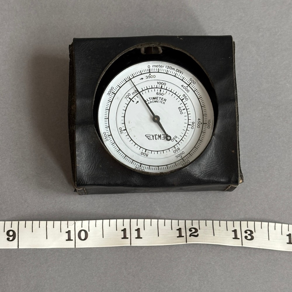 Vintage YCM Altimeter Barometer Japan with Original Case Untested