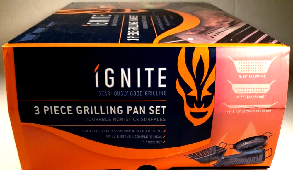 Ignite 3 Piece Grilling Pan Set Durable Non-Stick Surfaces