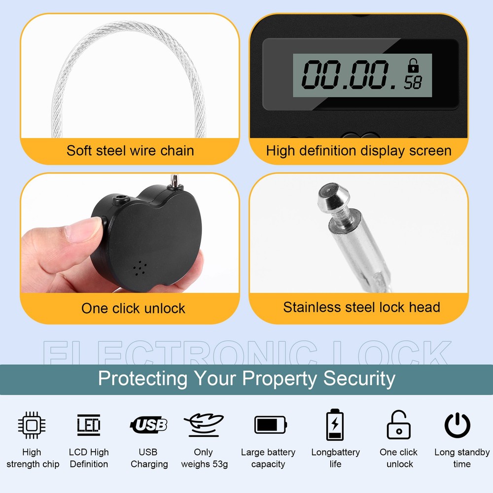 Time Lock LCD Display Time Lock Multifunction Travel Electronic Timer, 9691