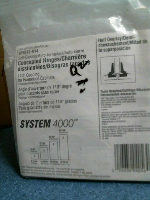 Amerock BP4612-A14, Self Closing Concealment Hinges, 1 Pair, Half Overlay, FS