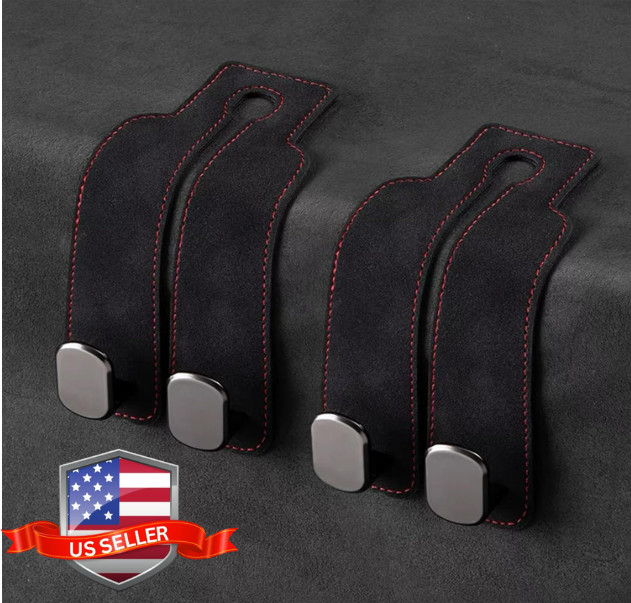 2×Leather Car Seat Back Hooks Vehicle Headrest Storage Purse Holder Bags Hangers