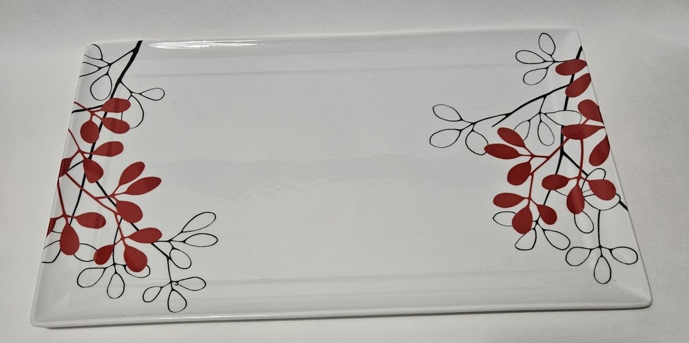 The Cellar Whiteware Red Black White Rectangular Platter