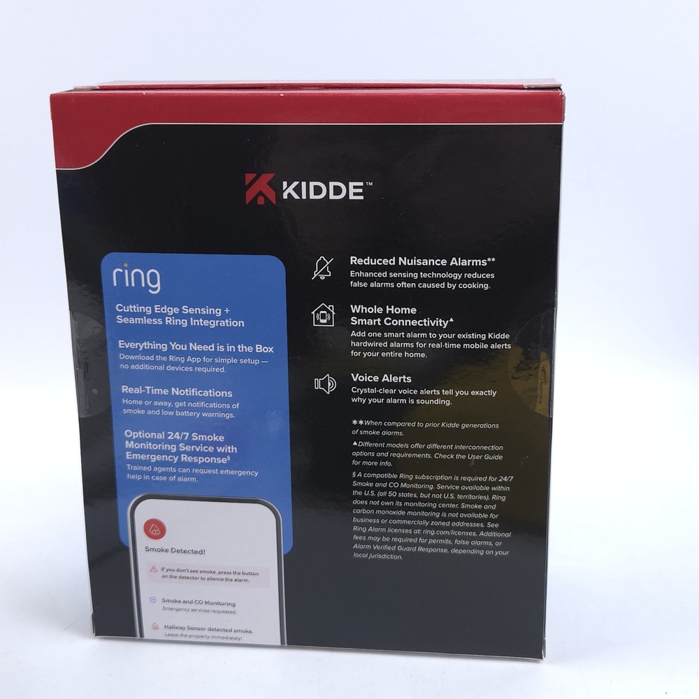 Kidde Hardwired Ring App Enabled Smart Smoke Detector w/AA Backup Battery