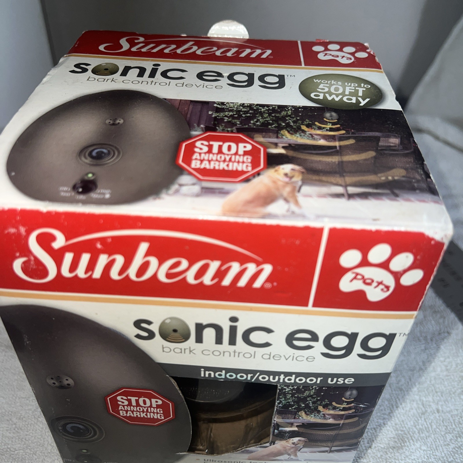 Sunbeam Sonic Egg Ultrasonic Dog Barking Control Deterrent Device, WORKS!