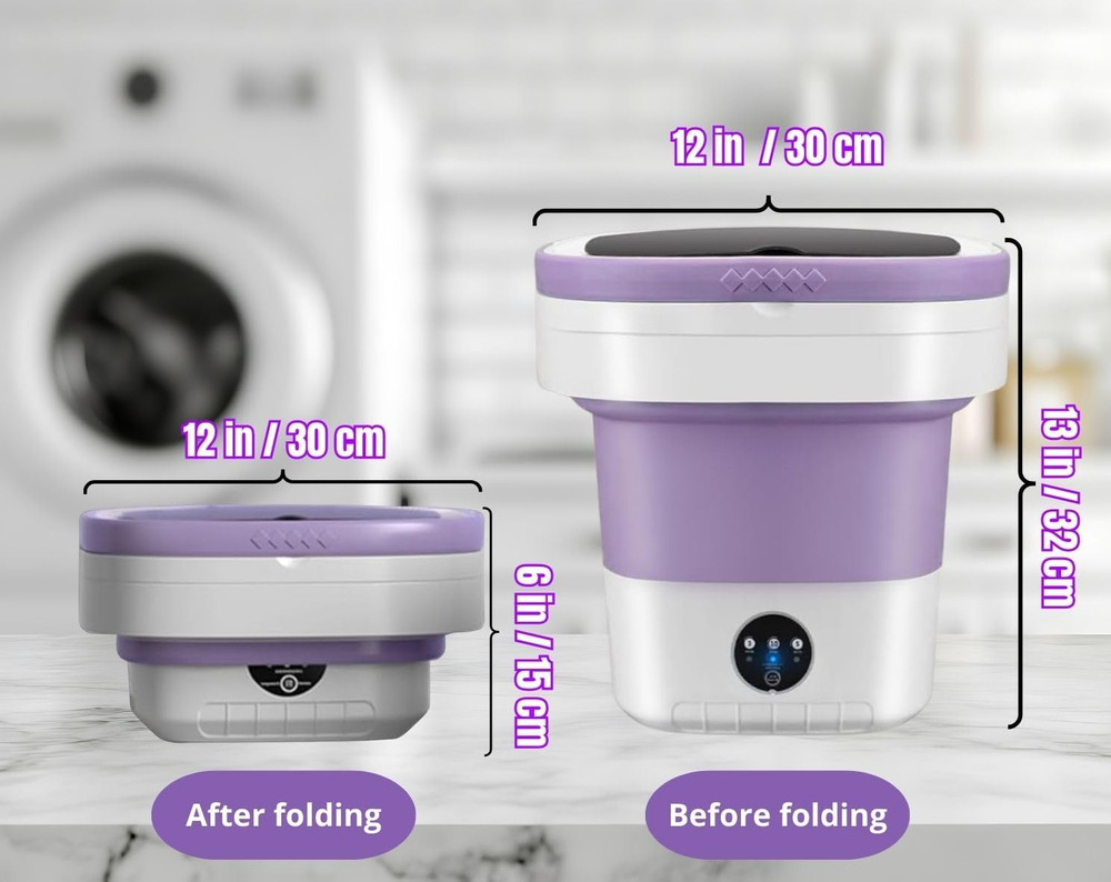 Portable Electric Foldable Mini Washing Machine 16L – Touch Digital Control for
