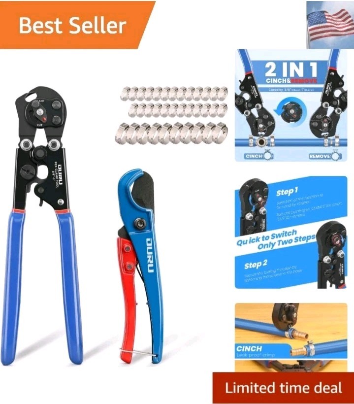 2 IN 1 Pex Crimping Tool Cinch and Remove Combo Function Pex Pipe Crimp Tool ...