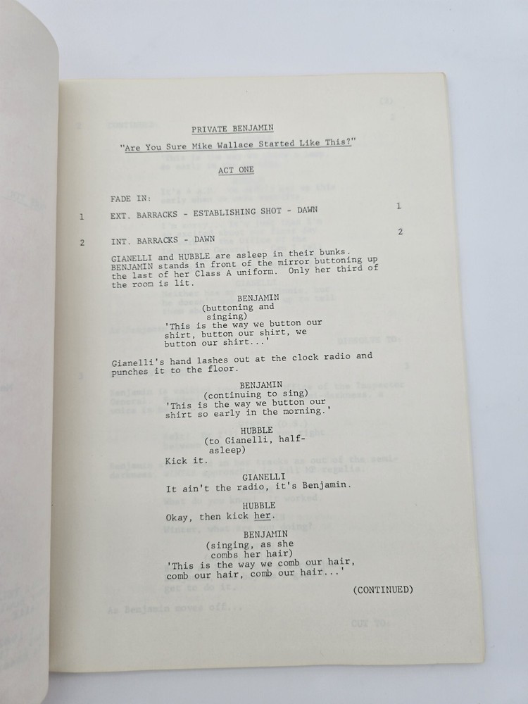 PRIVATE BENJAMIN / 1982 TV Script "Are You Sure Mike Wallace Started Like This"