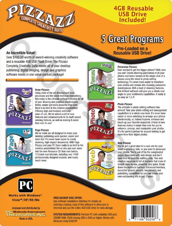 Pizzazz Complete Creativity Suite - 5 Publishing Programs on Resuable USB Drive