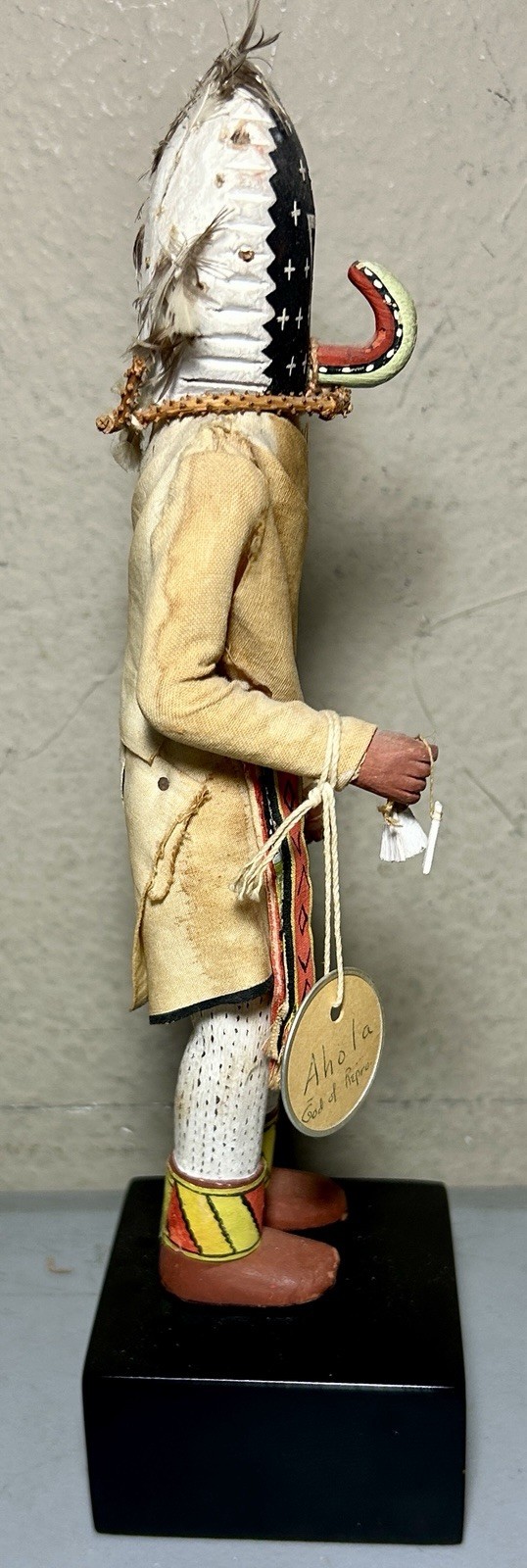 Antique Hopi Kachina Doll Ahola God of Reproduction Tizpro Chief Kataina 9” Tall