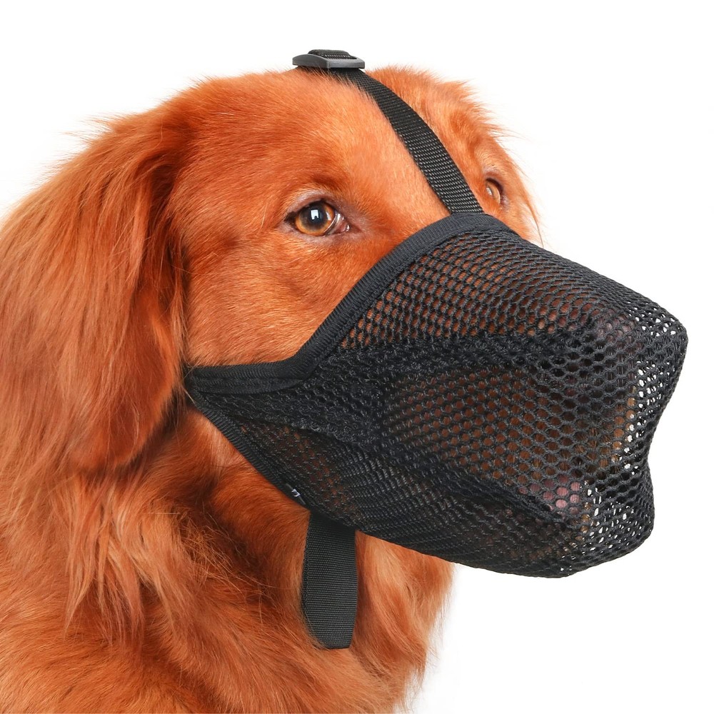 Mayerzon Dog Muzzle, Patented Soft Mesh Muzzle for M-(Snout:9¾"-10¾"), Black