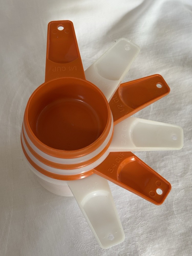 Vintage Tupperware Measuring Cups Orange & White