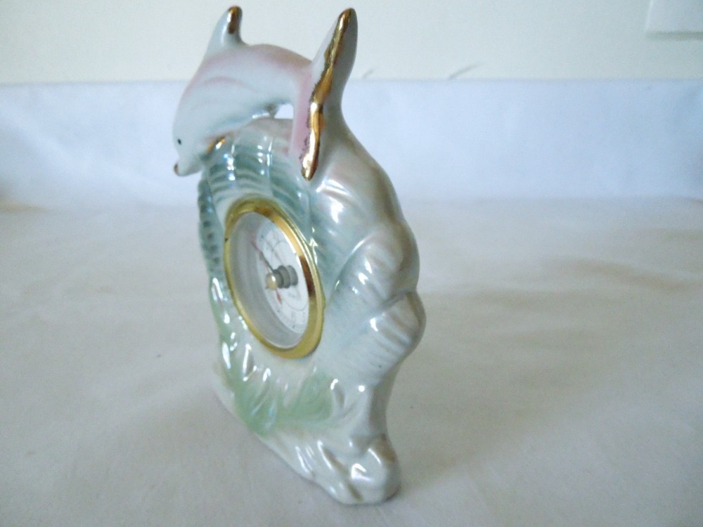 Ceramic Quartz Desk Clock Dolphin Over Waves Theme 6" x 4"