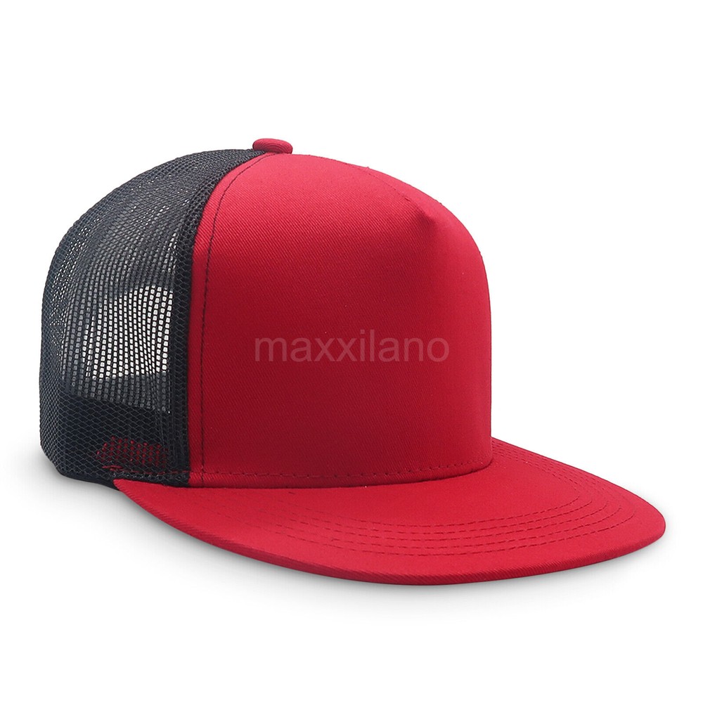 Snapback Hat Cotton Mesh Solid Flat Brim Style Baseball Cap Trucker Men Visor