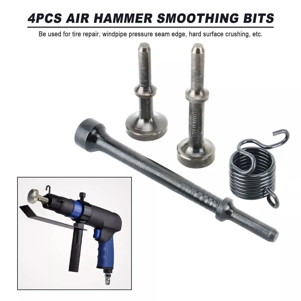 4Pack Smoothing Pneumatic Air Hammer Bits Air Chisel Bits Tool Set with Spring