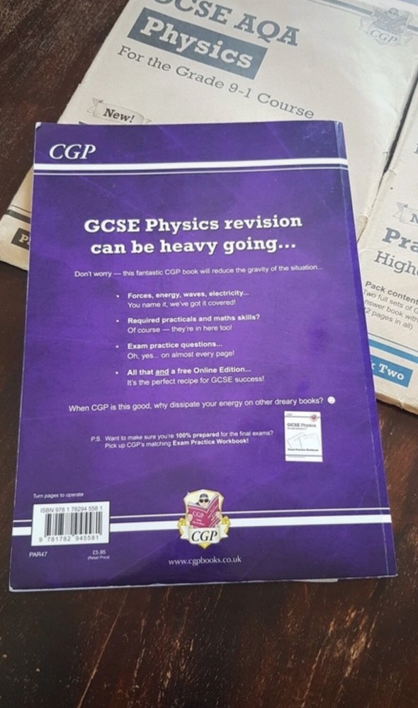 GCSE AQA Physics CGP Bundle- revision guide, revision & practice (&papers) exam